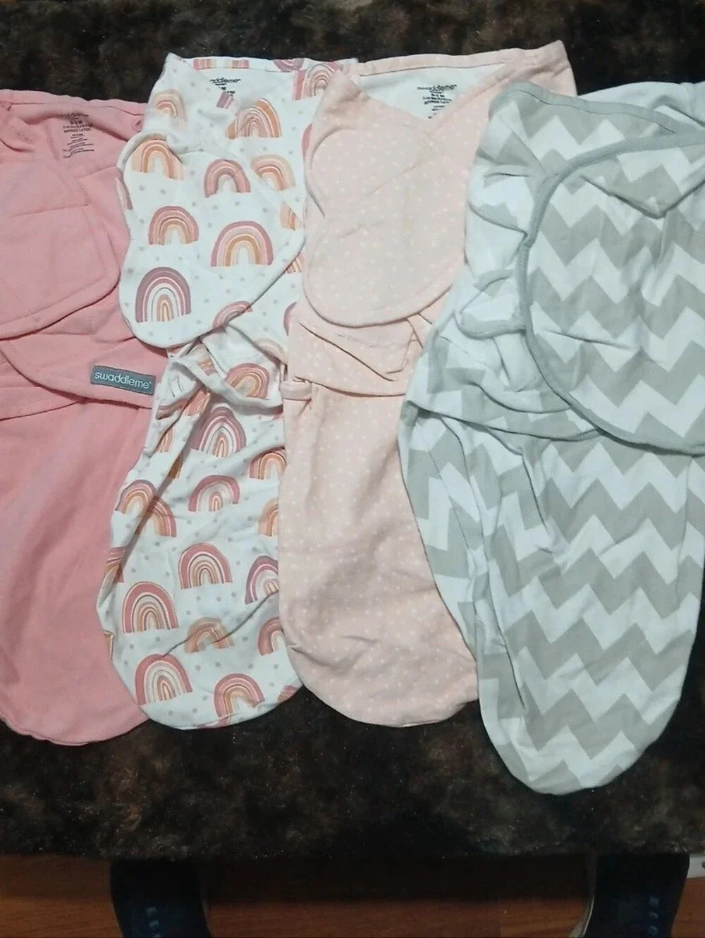 SwaddleMe 4-Pack Infant Swaddles - Pink, Peach Rainbow & Gray Chevron